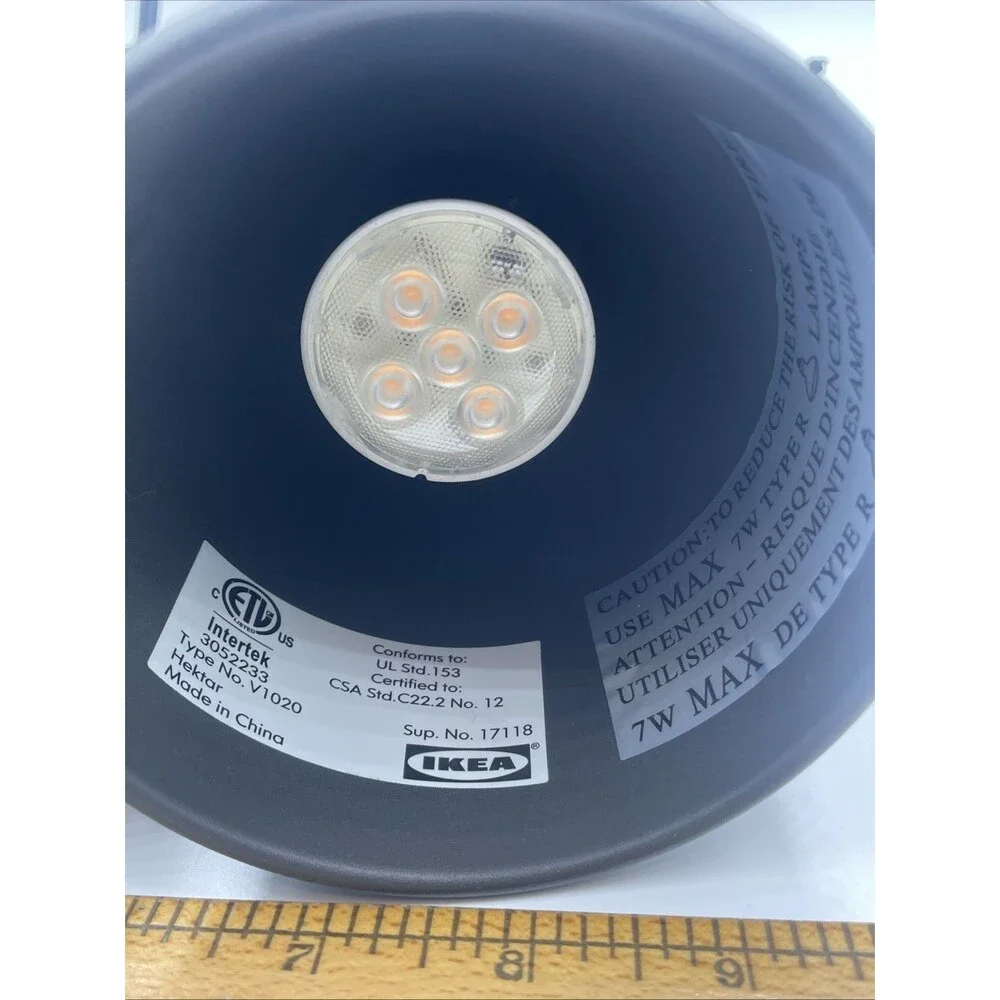 SET of 2 - Ikea HEKTAR Wall Spotlight Lamp W Bulbs, Metal, Dark Gray - Pre Owned